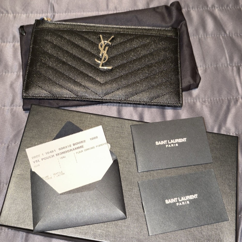 Saint Laurent Monogram Matelassé Leather Pouch - Picture 6 of 6